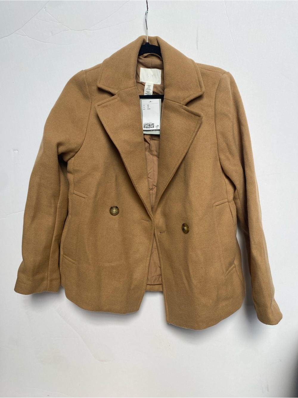 H&M Camel Brown Peacoat Jacket XS